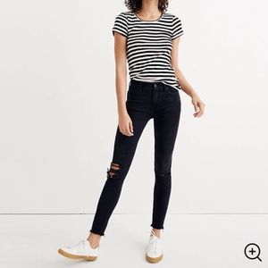 Madewell 9" Distressed Black Skinny Jeans Sz 26